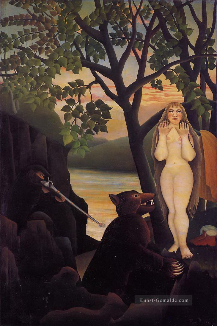Nackt und Bär 1901 Henri Rousseau Post Impressionismus Naive Primitivismus Ölgemälde